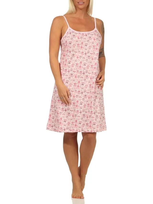 Normann Dames Spaghetti Nachthemd - ook verkrijgbaar in overmaten tot 60/62 (4XL) rosa