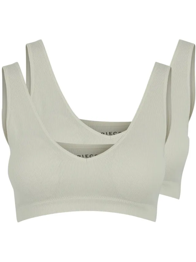 Pieces 2-Pack bralette voorgevormd met vulling - XS - Creme