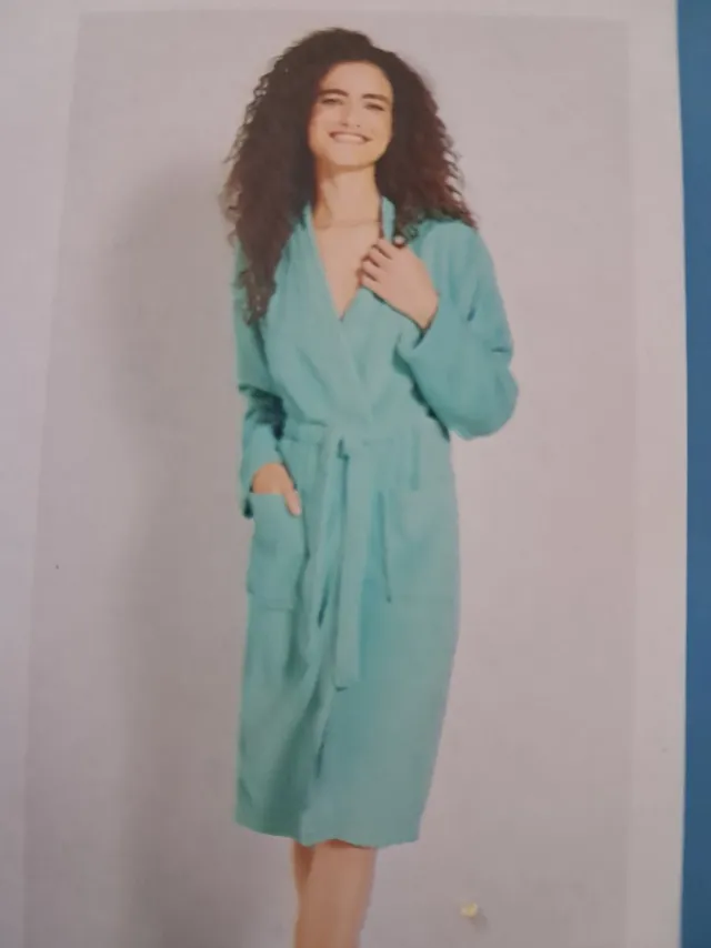 livarno home Dames Badjas - Turquoise - Aangenaam zacht - Met 2 steekzakken en Strikceintuur