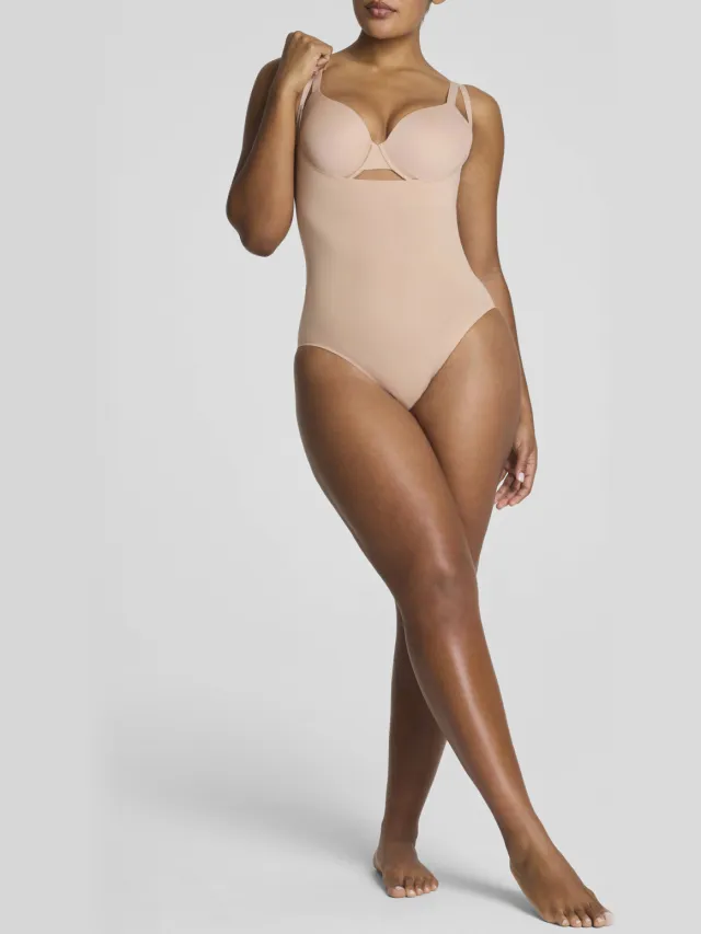 SPANX SPANXsculpt™ GoFigure seamless sterk corrigerende body Open Bust Bodysuit - lichtbeige