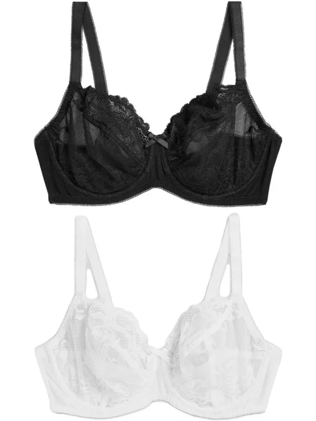 Next Dames - Verpakking van 2 kanten beha's cup DD+ - Zwart Black/White