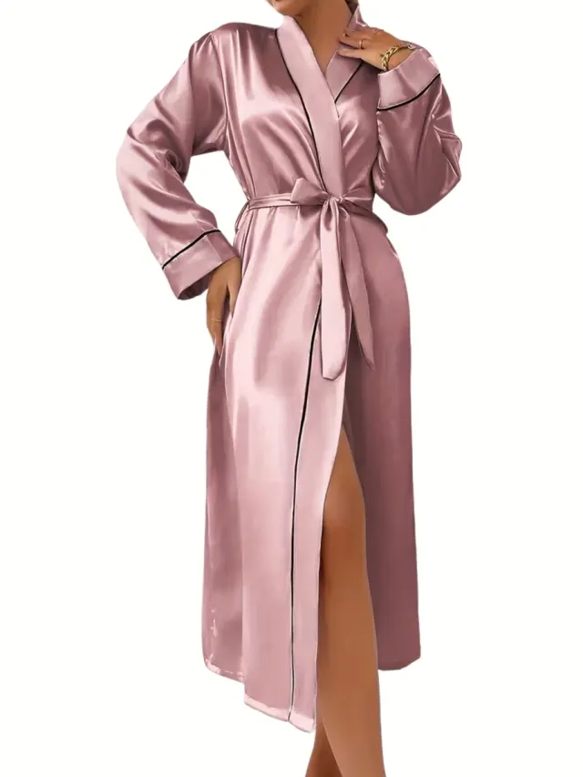 Currero Satijnen Badjas Dames - Kimono - Kamerjas - Satijn - Ochtendjas - Duster - Pyjama - Roze