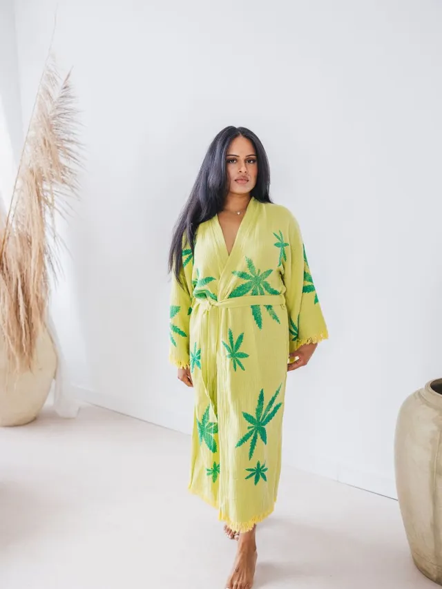 A Sense of Love Dames Mousseline Badjas Relax / Groen / One Size