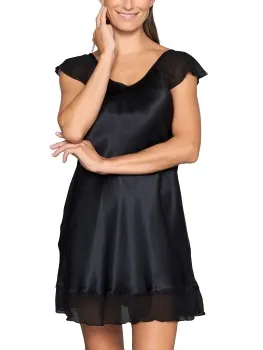 Lady Avenue Pure Silk Baby Doll Nightdress Zwart