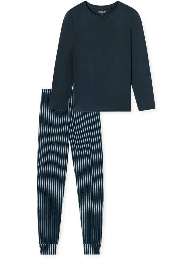 Uncover by Schiesser Pyjama lange - Dames Pyjamaset - donkerblauw