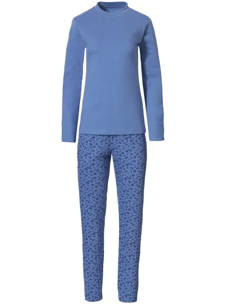By Louise Dames pyjama set interlock lange mouw + broek Blauw
