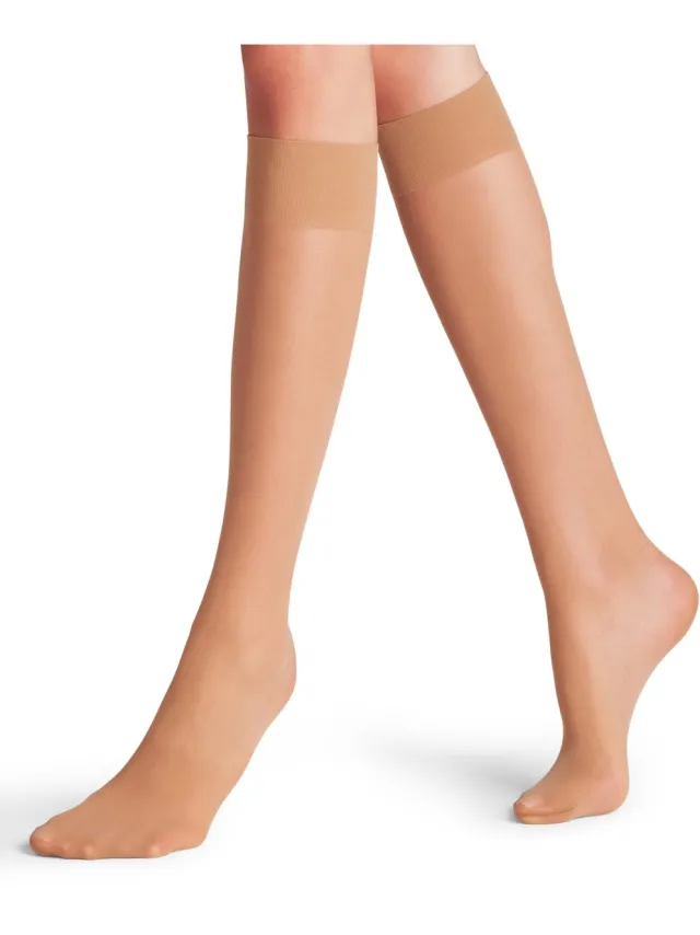 Falke Matt Deluxe eenkleurig materiaal transparant 20 DEN kniekousen dames transparant-38 beige 4069
