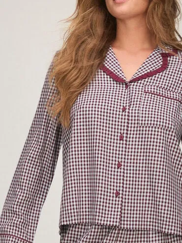Hunkemöller Pyjama Set Poplin Ruffle Paars