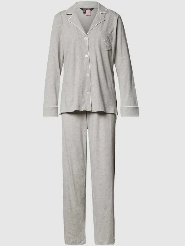 Lauren Ralph Lauren Pyjama van katoen-modalmix middengrijs, foto 2