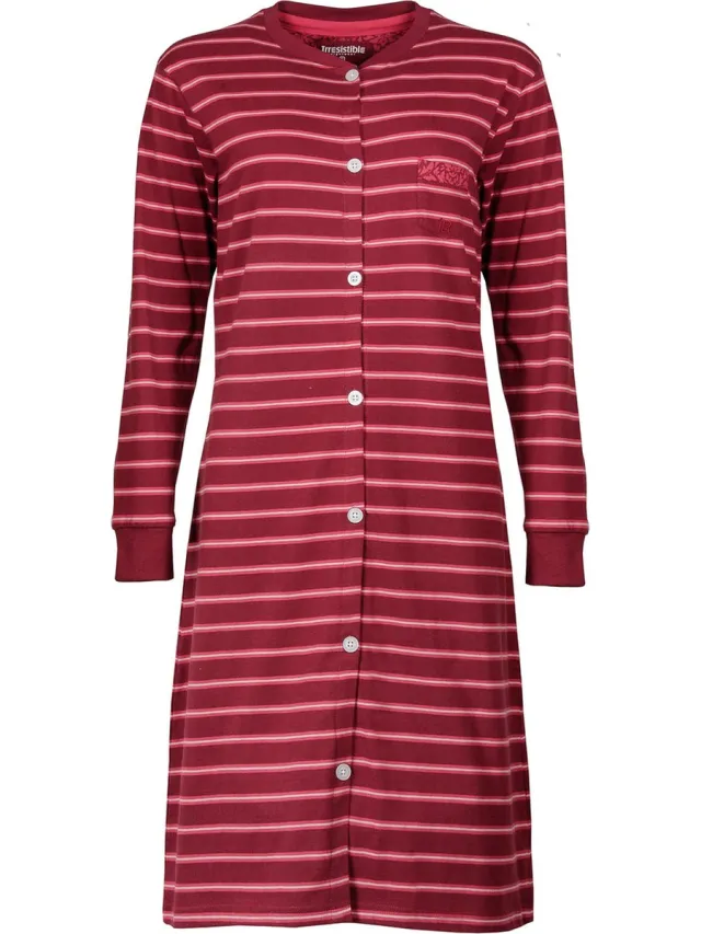 Irresistible Dames Nachthemd - Doorknoop - Katoen - Rood