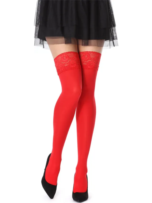 Bellivalini Dames Hold-Up Kousen - 60 Denier - licht glanzend - elastisch - Polyamide - BLV-FI-1005 - Rood