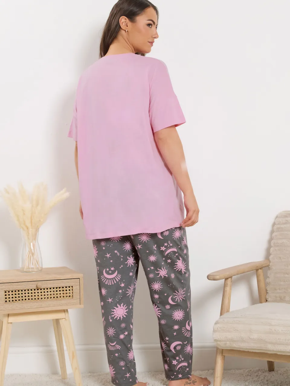 Yours Roze En Grijze 'Weekend Dreaming' Pyjamaset-52, foto 3
