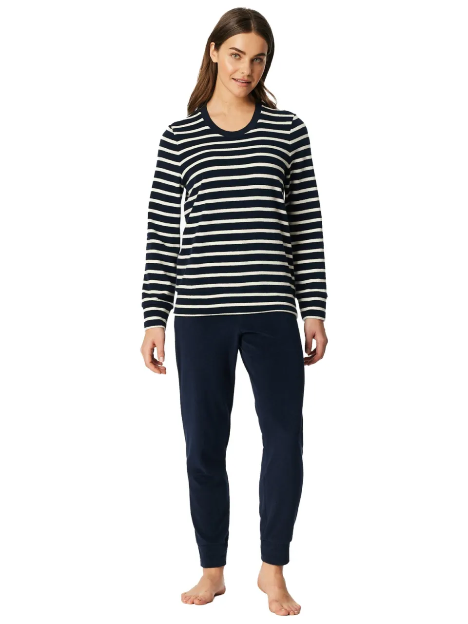 Schiesser Regular fit pyjama-set van katoenmix Donkerblauw