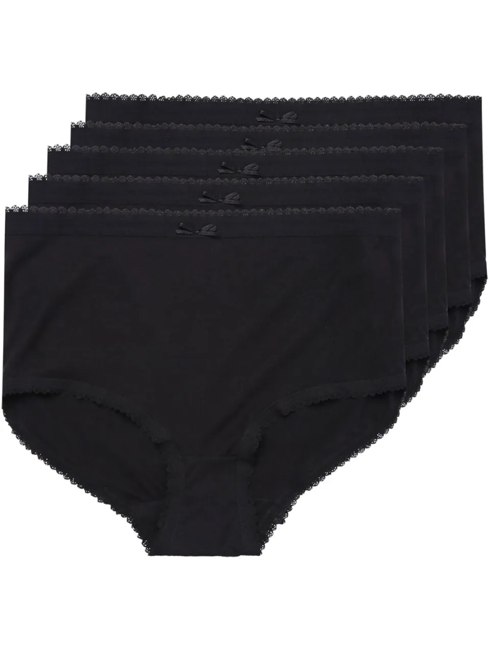 Yours 5 Pack Katoenen Tailleslips Met Hoge Taille In Zwart-64, foto 2
