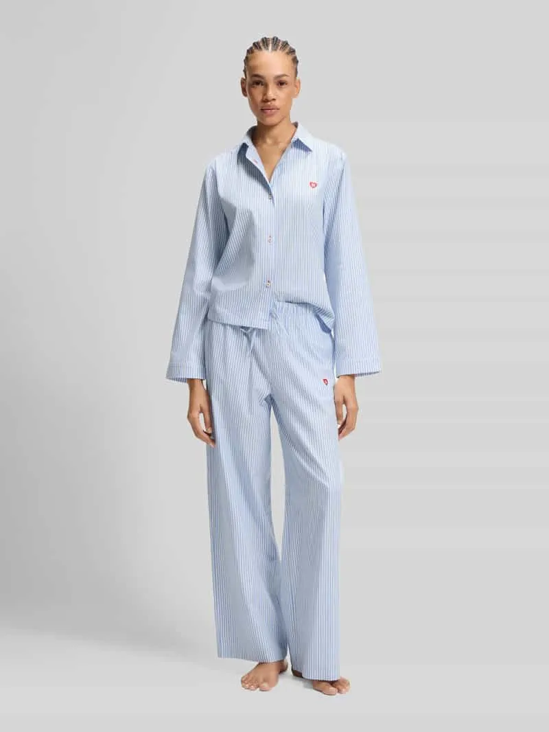 Hugo loose fit pyjamabovendeel van katoen- en viscosemix model 'DREEM' Lichtblauw