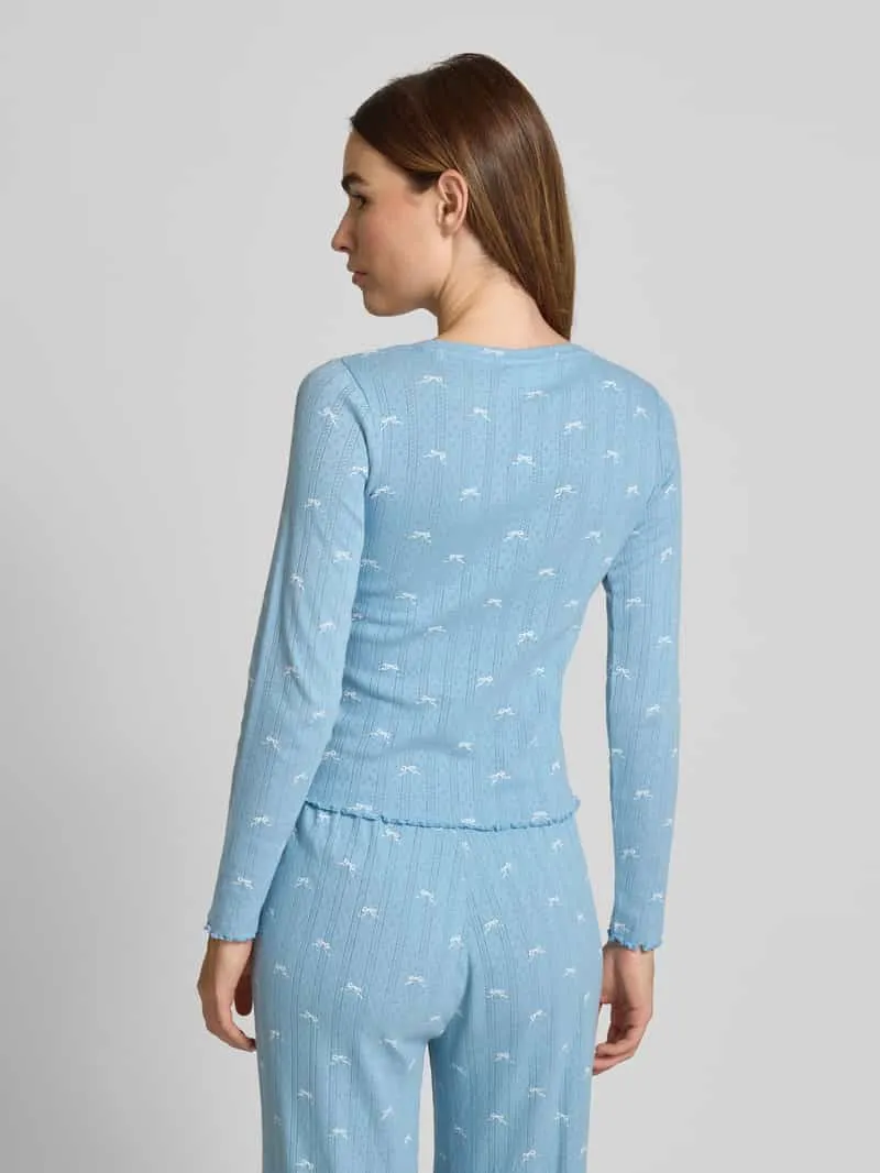 Jake*s Casual Pyjamabovendeel met ajourpatroon lichtblauw, foto 3