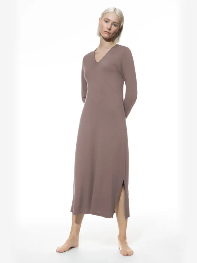 Mey Nachthemd lange mouwen Serie Pure Chic Milk`n Coffee bruin