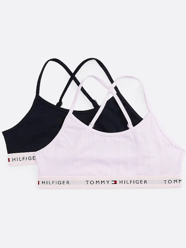 Tommy Hilfiger Duopack 2 stuks - Cross Back Bralette - Donkerblauw / Roze Gestreept - 8/10 jaar Donkerblauw-Roze gestreept