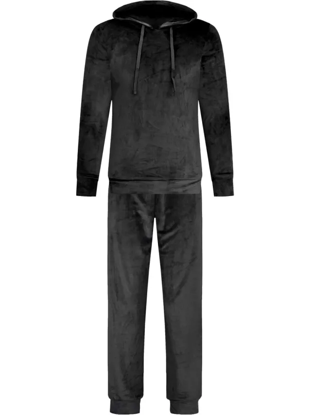GAUBERT Dames Velours Fluweel Huispak Met Capuchon - Loungeset - Joggingpak - Trainingspak - Loungewear Dames - Zwart - 2602