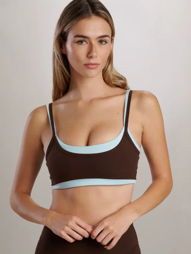 SEAAV dames vegan Sportbeha Liftline Layered Coffee Bean Bruin