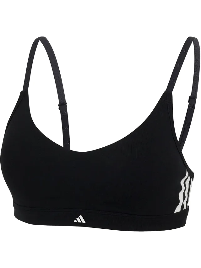 Adidas Bralette Sport Active Essentials Cotton 3 Stripes zwart
