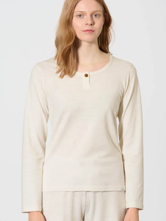 HempAge dames vegan Shirt Met Lange Mouwen Dames Gebroken Wit