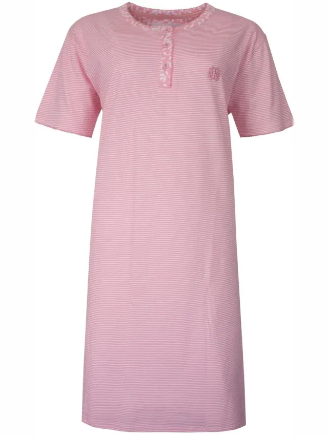 Tenderness Dames Nachthemd - Gestreept - Knoopjes - Roze