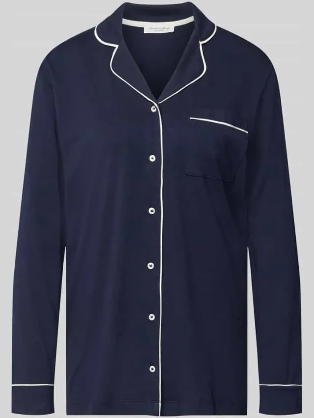 Christian Berg Woman regular fit pyjamabovendeel met borstzak Donkerblauw