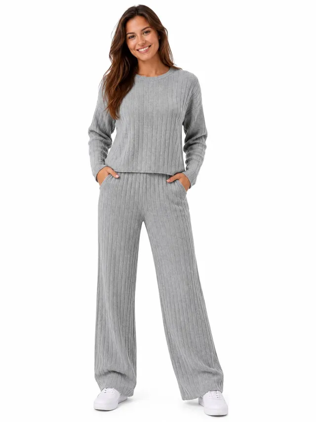 RedParrot Grijs Huispak Dames - Trui en Broek - Lounge Set