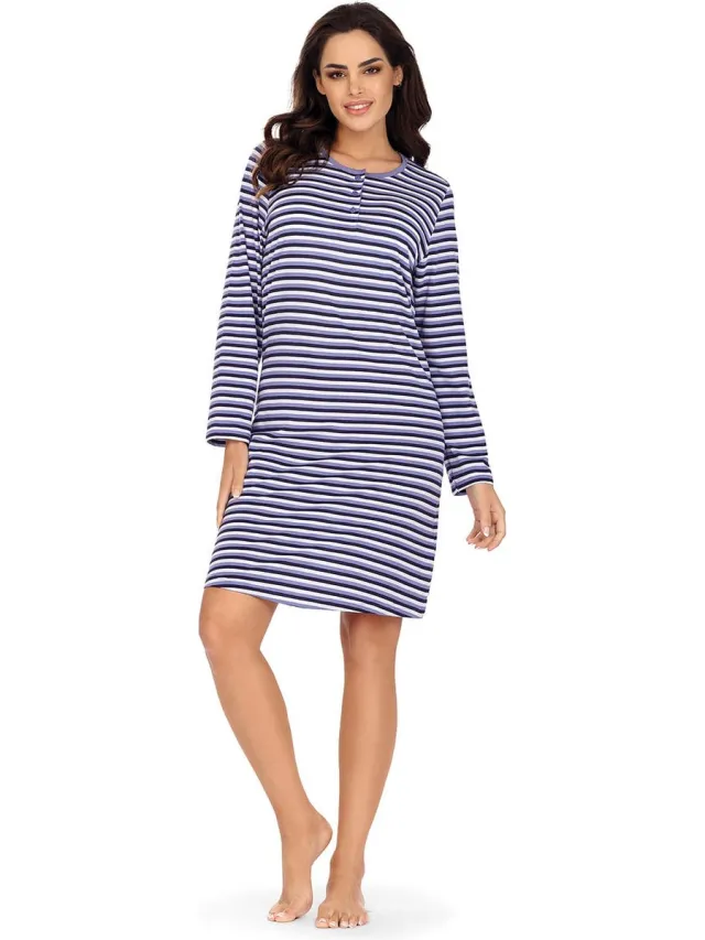 Comtessa Blauw gestreepte dames nachthemd Comtessa - Blauw - Maat - 42
