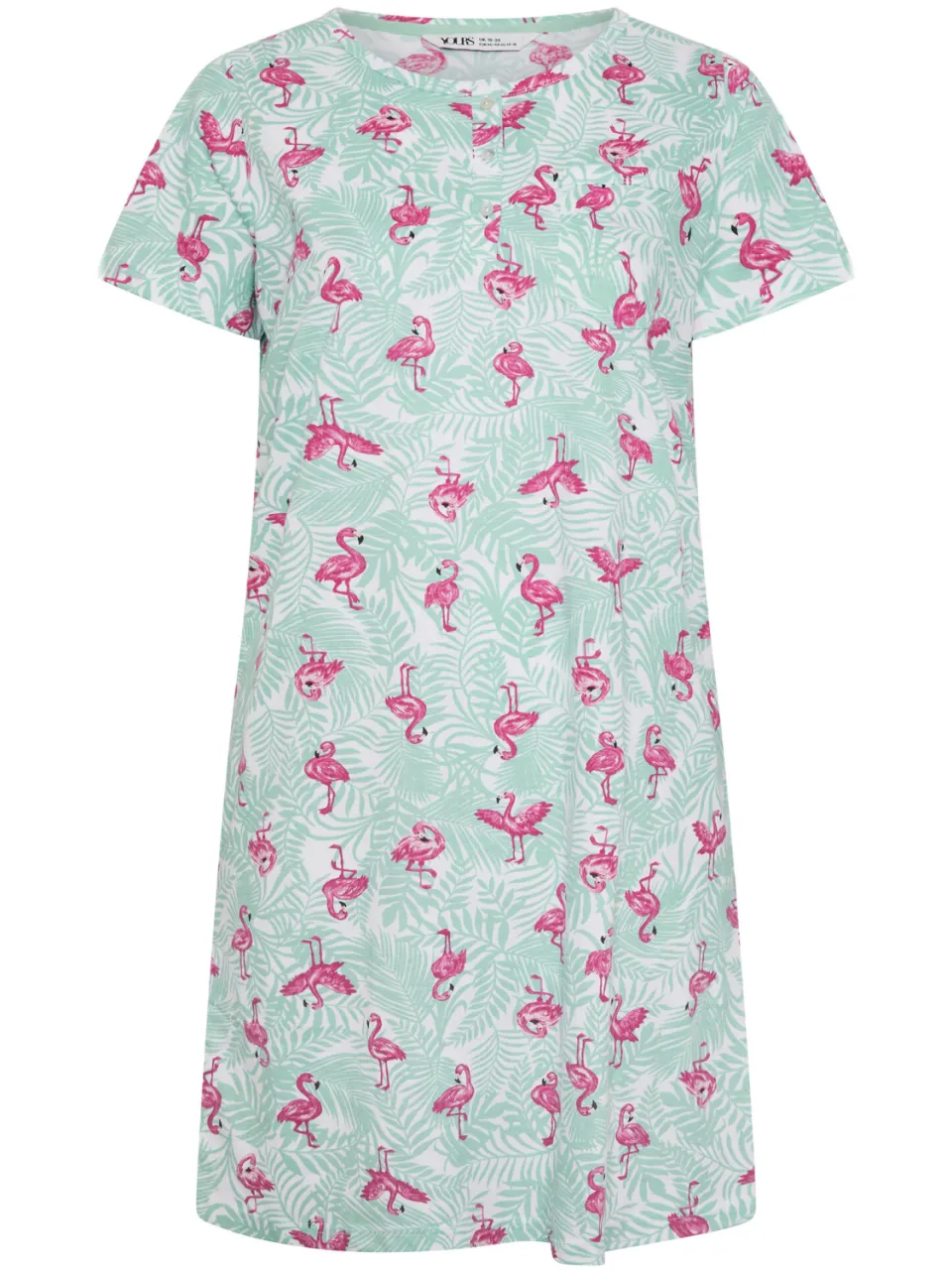 Yours Groene Nachtjapon Met Flamingoprint En Knoopsluiting-48, foto 4