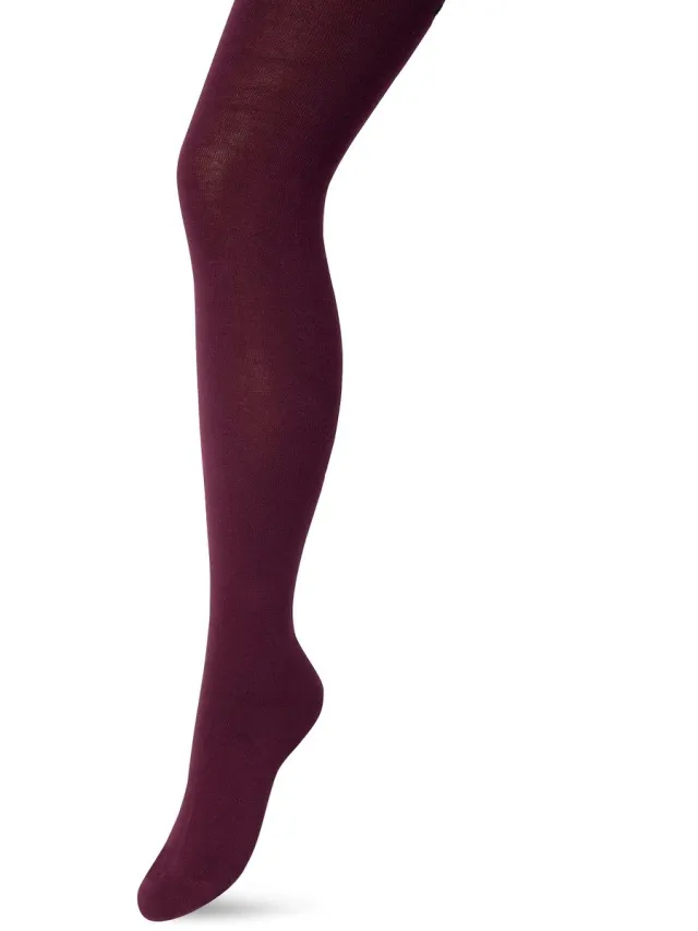 Bonnie Doon Biologisch Katoenen Maillot Dames Donker Rood maat 42/44 XL - Uitstekende pasvorm - Gladde Naden - OEKO-TEX gecertificeerd - Bio Cotton Tights - Duurzaam en Huidvriendelijk Bio Katoen - Donkerrood - Wijn Rood - Wine - BP051900.396