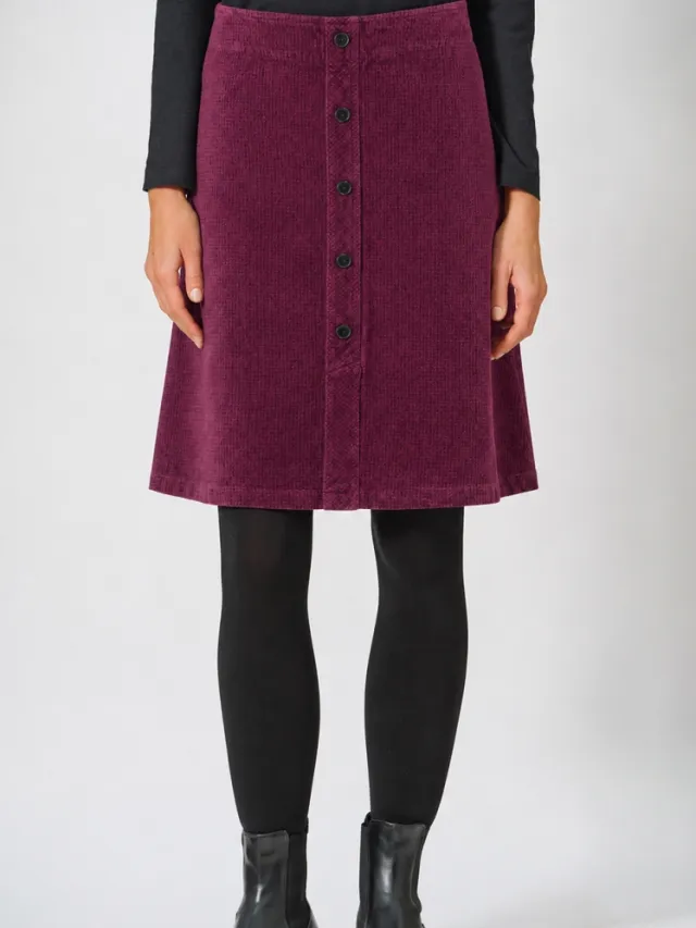 HempAge dames vegan Rok Knoopsluiting Wijnrood