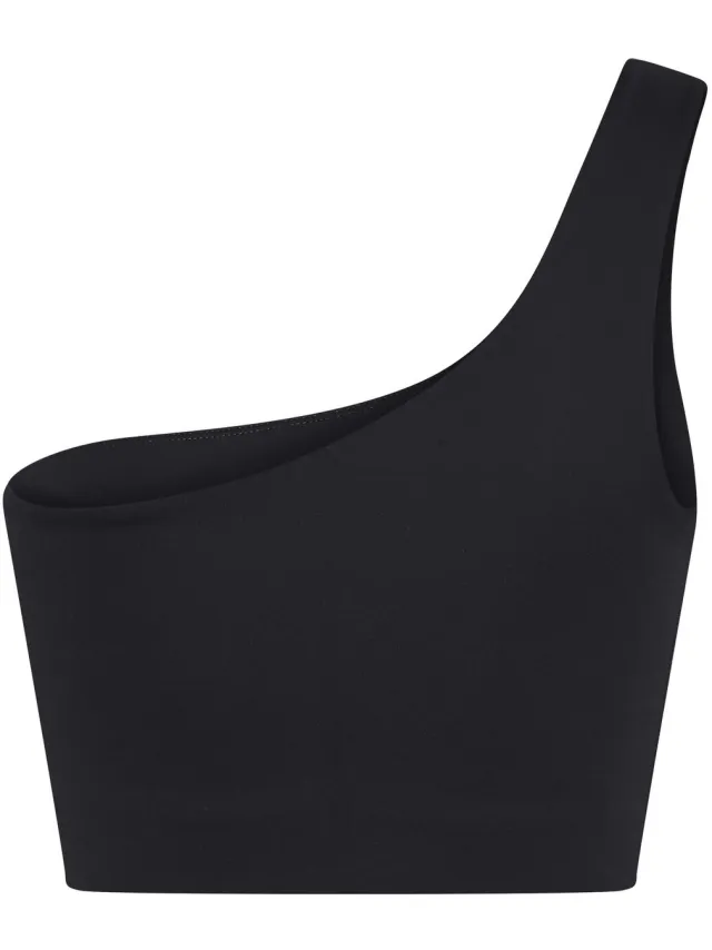 Girlfriend Collective Bianca Bra, One Shoulder Zwart