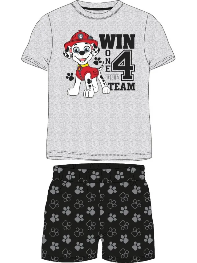PAW Patrol Marshall shortama/pyjama katoen grijs/zwart Multi