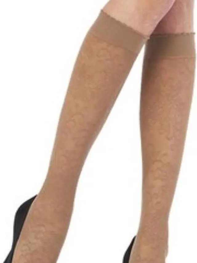 Pretty Polly Kniekousjes - Fashion - Pantykousjes - Floral Spots - One Size - Nude - (Beige) - 2 Paar Voordeelverpakking