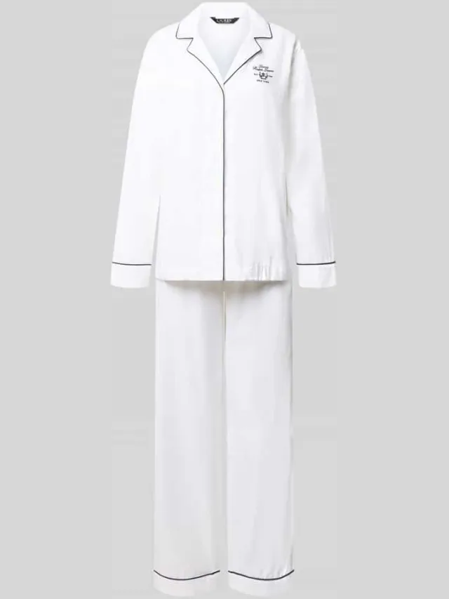 Lauren Ralph Lauren Slim fit pyjama-set van puur katoen Wit