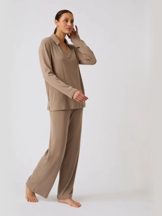 Damart Thermolactyl pyjama van geribd velours - Dames - Grijs - 34-36 (XS)
