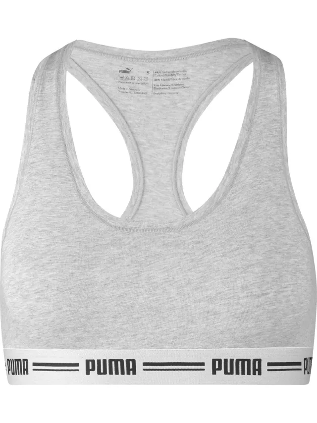 Puma Iconic Racerback Bra - Top Dames - XL - Grijs