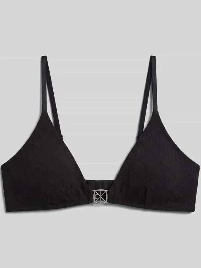 Calvin Klein Bralette met all-over motief model 'EMBOS' zwart, foto 2