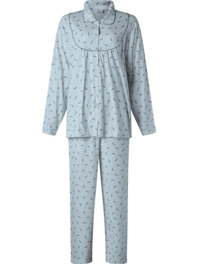 Lunatex dames pyjama doorknoop - Veer - blue Blue, veer