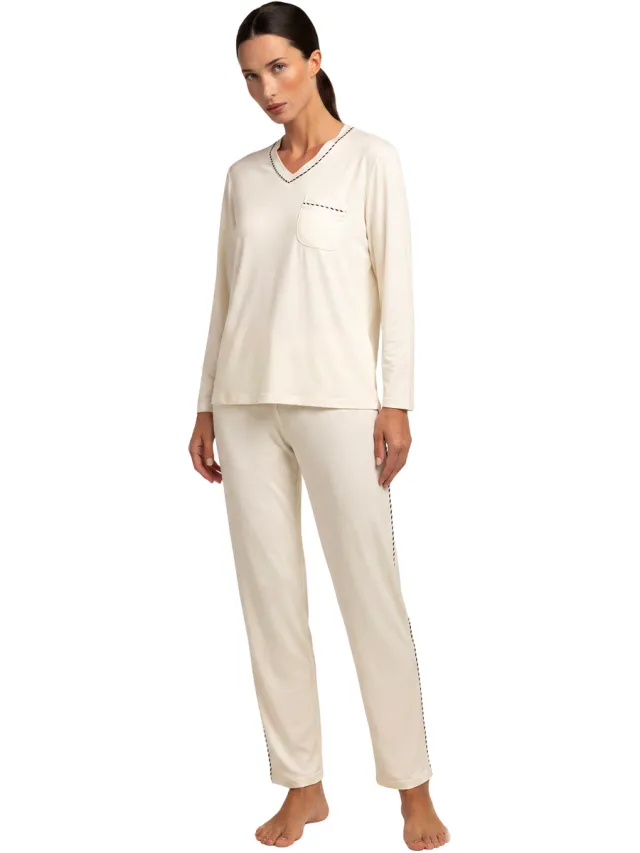 Admas Luxury Pearl pyjamaset grijs Wit