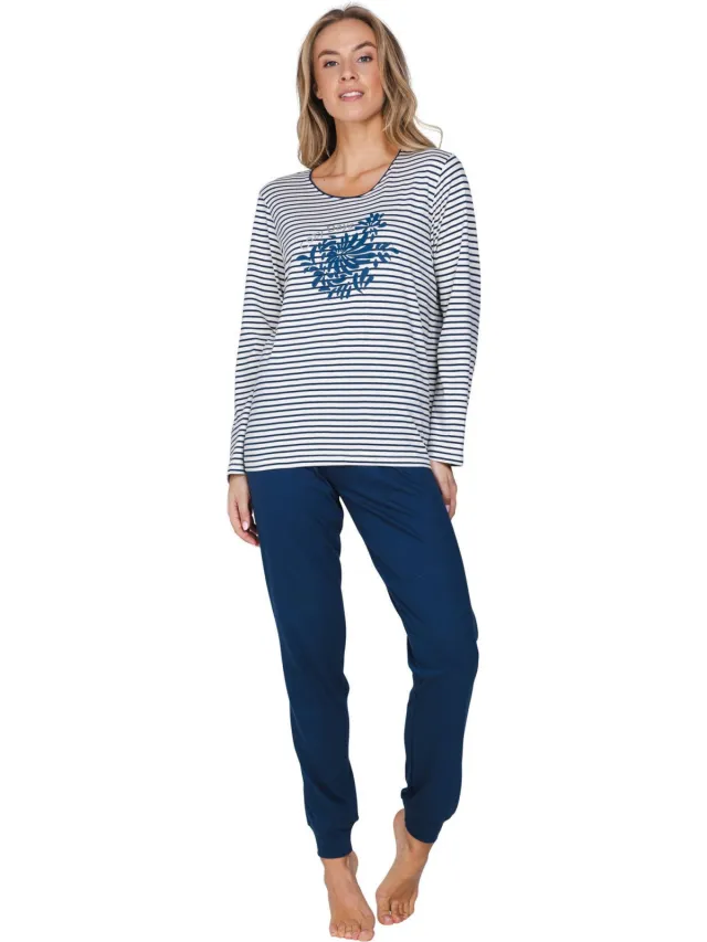 Pastunette Nordic Bloom pyjamaset donkerblauw/wit