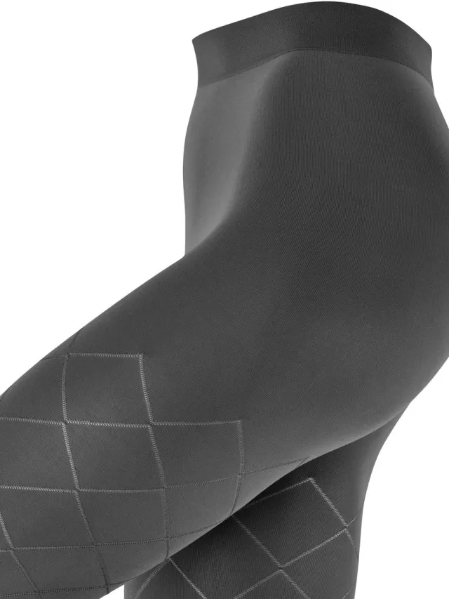 Burlington Check Couture gedessineerd materiaal ondoorzichtig panty dames grijs-44