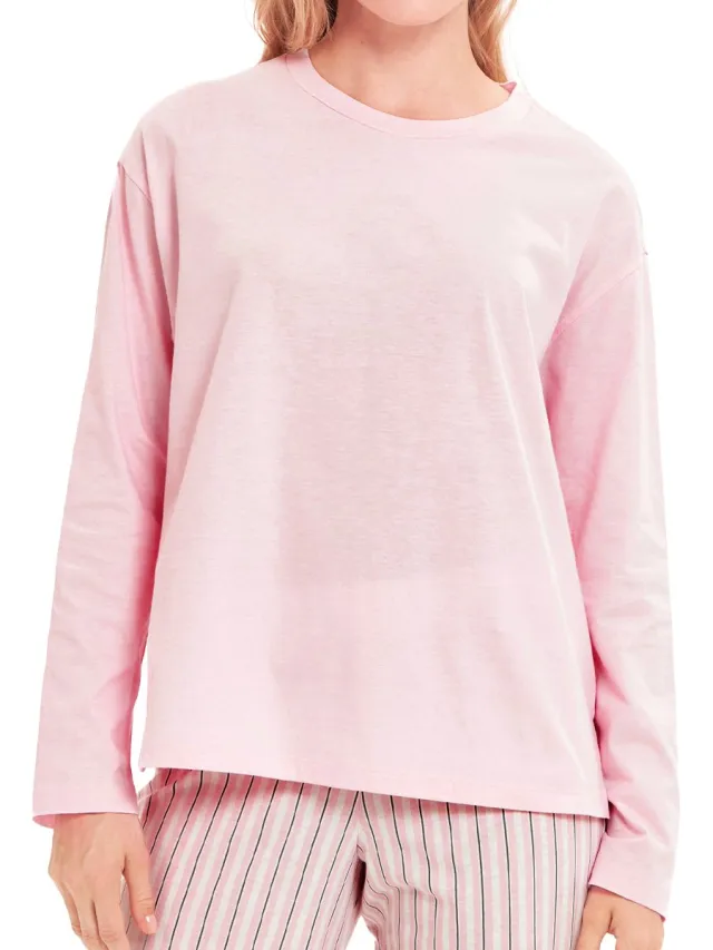 Rösch Dames pyjamashirt Basic rose