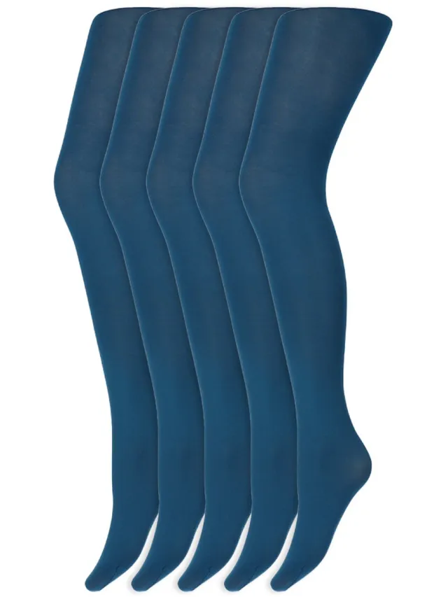 Marianne Gekleurde Panty’S | Micro | 60 Denier | Merk: Marianne | Maat: S T/M Xxl | Kleur: Blauw | 5 Paar