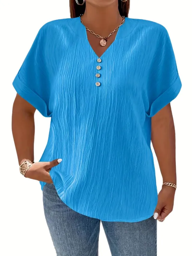 Currero Topje Dames - Top Kleding - Shirt - Blouse - Kort - Volwassen - Hemelsblauw