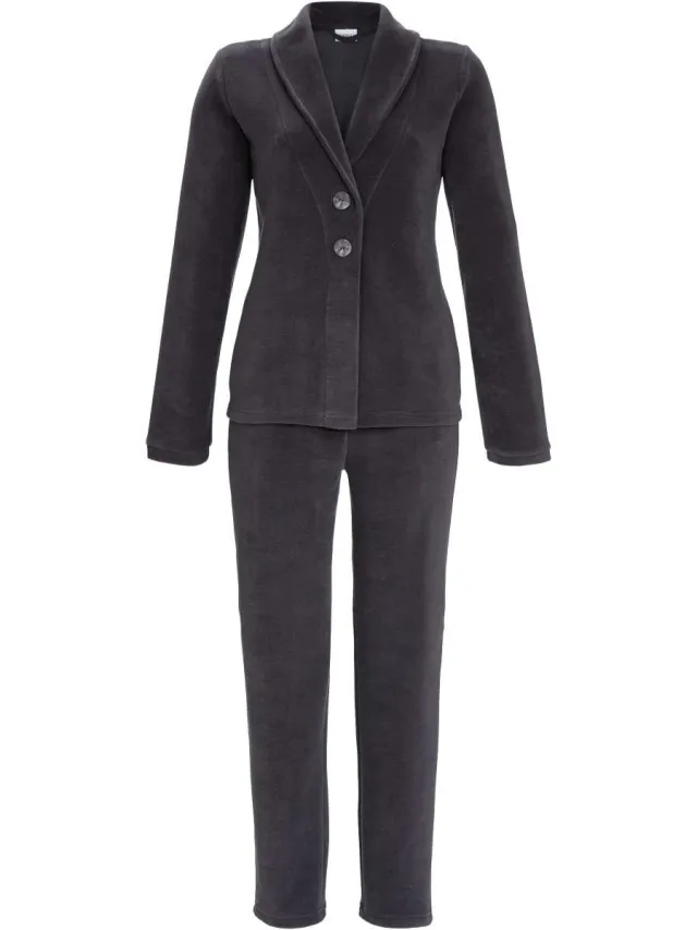 Ringella Chique fleece doorknooppyjama grijs - Grijs - Maat - 42