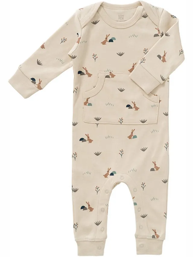 Fresk Pyjama voor Baby's - Boxpakje Unisex - Babypakje - Biologisch Katoen Zand - Rabbit Sandshell