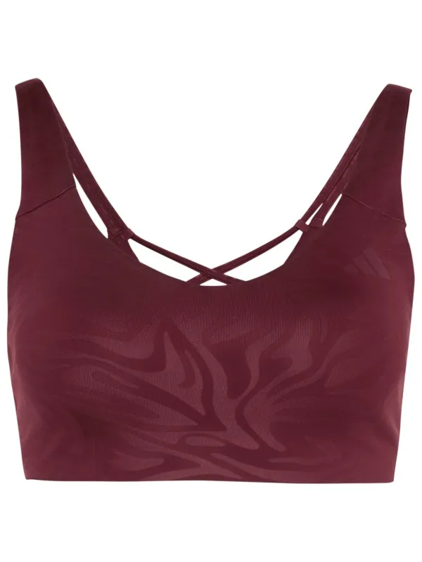 Adidas All Me Essentials Graphic Light Support sportbeha bordeaux Rood